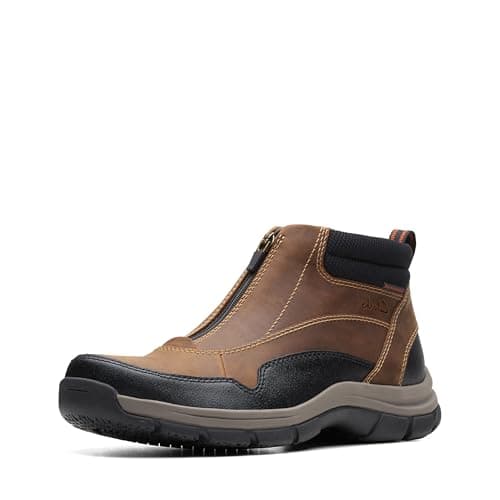 Clarks Collection Men's Walpath Zip Oxford Boot, Dark Tan Leather, 11 Medium US
