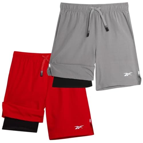 Reebok Boys' Athletic Shorts, 1 or 2 Pack Performance Mesh Basketball Shor