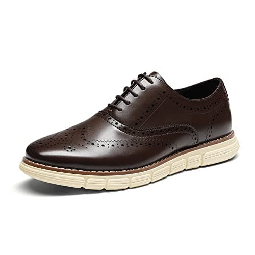 Bruno Marc Men's Crossflex Dress Sneakers Wingtip Derby Casual Oxford Formal Shoes,Size 8.5W,Dark Brown,GRANDWING