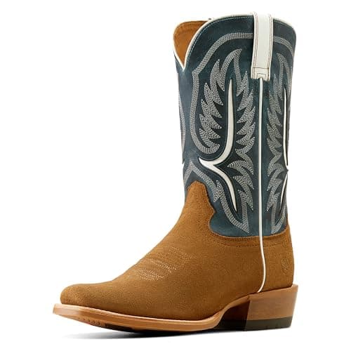 ARIAT Men's Stadtler Cowboy Boot, Ocean Blue/Dijon Roughout, 13 Narrow