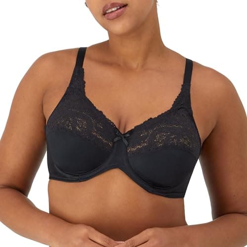 Lilyette Women's Comfort Lace Minimizer Bra, Black, 40DDD