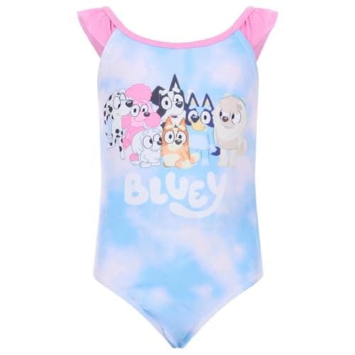 Bluey Toddler Girls UPF 50+ One Piece Bathing Suit Tie Dye Blue/Bubble Gum Pink 3T