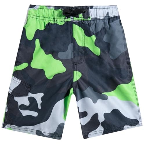 Kanu Surf boys Viper Quick Dry Upf 50+ Beach Swim Trunks, Surf Camo Black/Green, 10 12 US