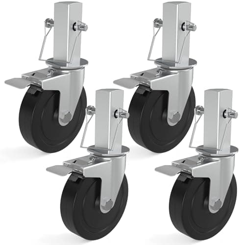 OK5STAR 5 inch Baker Scaffold Wheels Set of 4 with 1-1/4" Square Stem