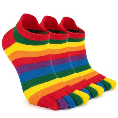 TikMox Crew Toe Sock, Cotton Ankle Sock & Stocking, Arch Support, Running Five-Toe Design(3&6pairs)