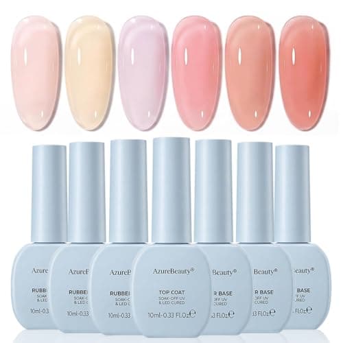 AZUREBEAUTY 10ml Rubber Builder Base with Top Coat Jelly Nude Gel Polish