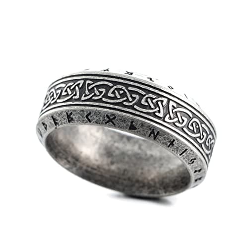 Sinoyp Norse Mythology Ring Stainless Steel Viking Jewelry Ring Nordic Runes Knotwork Rings (13)