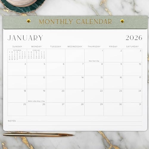 Aesthetic 2026-2027 Desk Calendar - Runs From January 2026 Until July 2027 - Minimalistic Office Desktop/Wall Calendar 14.5"x11.5" for Easy Organizing