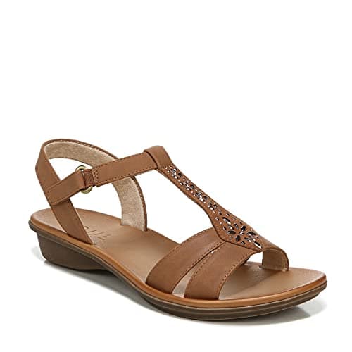 Naturalizer SOUL Womens Summer Rhinestone Casual Sandal with Arch Support, Toffee Brown Rhinestone, 6 W