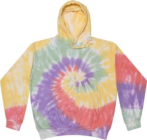 Colortone Tie Dye Pullover Hoodie for Women and Men, Zen Rainbow, 3X-Large