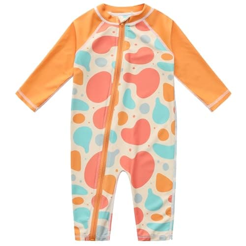 Dovio Baby Toddler Swimsuits Long Sleeve Full Zip UPF 50+ Bubble 3T