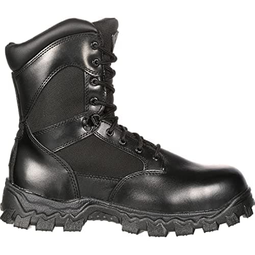 ROCKY AlphaForce Zipper Composite Toe Public Service Boot, Black, Size 4.5(ME)