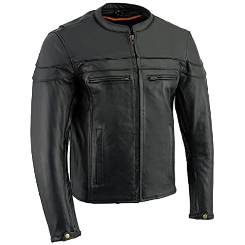 Milwaukee Leather Men's Black Leather Sporty Crossover Scooter Motorcycle Jacket w/Reflective Piping - LKM1725-2X-Large
