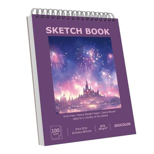Soucolor 9"x12" Sketch Book for Women,Purple Girls Sketchbook
