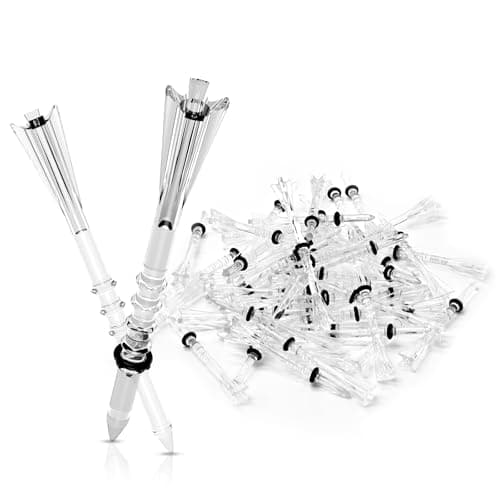 DURARANGE 4-Prong Golf Tees with Height Stoppers, Clear, 50 Pack
