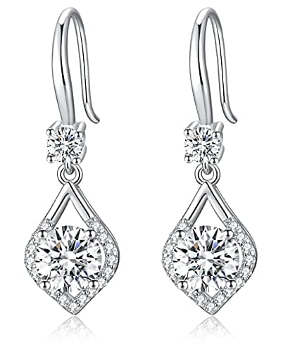 2-4CT Moissanite Dangle Earrings, Mermaid Tear D Color Ideal Cut Simulated Moissanite 925 Sterling Silver Earrings for Women with Certificate of Authenticity (2CT)