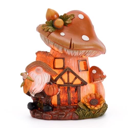 Valery Madelyn Fall Decorations for Home, Fall Gnomes Decor for Table Indoor Outdoor with Light, Resin Thanksgiving Decorations Garden Pumpkins Figurines for Autumn Harvest Tiered Tray, 6.6"