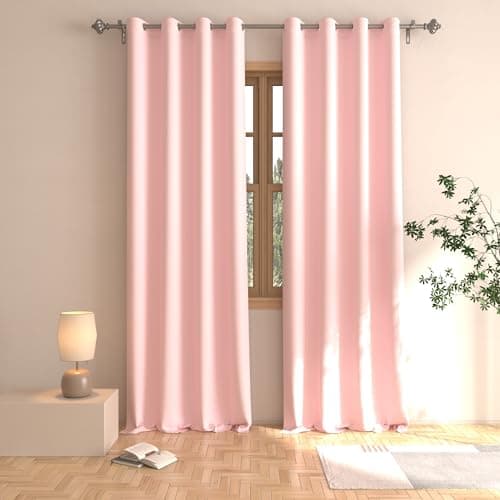 UPOPO Pink Curtains 2 Panels 52"W x 100"L Blackout Grommet Top Modern, Contemporary Bedroom, Living Room, Kitchen