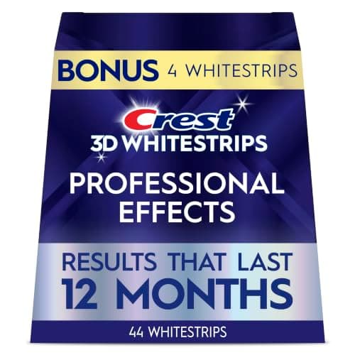 Crest Teeth Whitening Strips, Crest 3D Whitestrips Professional Effects, Enamel Safe Teeth Whitening Kit, 22 Treatments (44 Strips), Professional-Level Whitening, 19 Levels Whiter