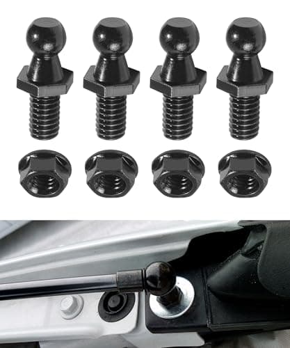 UNLRAE 4PCS 10mm Ball Stud,Car Accessories Spring Strut Studs with Hardware Lock Nuts Washers,Universal Strut Mounting Kit,Used to Gas Struts Lift Supports,Suitable for Most Cars,Trucks,SUVs (Black)