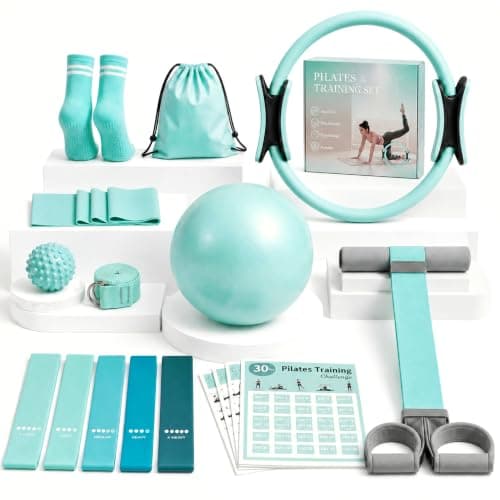 At Home Pilates Kit for Women, 20-Piece Set with Ring, Ball & Pedal Band