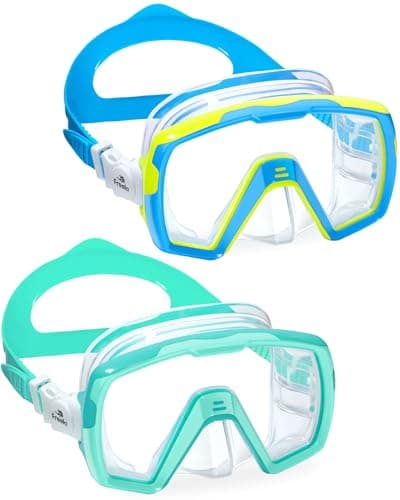 Freela 2 Pack Kids Swim Goggles with Nose Cover for 8-12 8-14 8-16, Wide View Anti Fog 180°Clear Wide View Waterproof No Leak Diving Mask Water Pool Beach Swimming Goggles for Youth Boys Girls