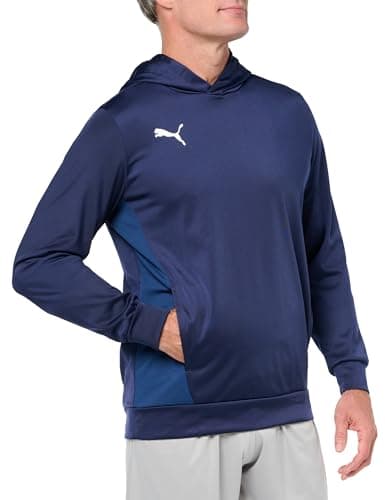 PUMA Men's teamGOAL Training Hoodie, PUMA Navy-PUMA White-Persian Blue, Small