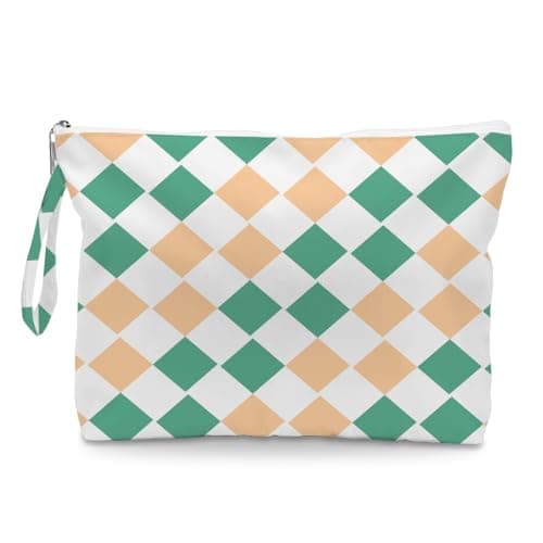 IAXIC Wet Dry Bag, Wet Bag for Swimsuit, Diaper Sunscreen Large Zipper Pouch Waterproof Pouch, Beach Bags for Women, For Ladies Girls Friends Colleagues and Sisters Orange and Green Diamond Gifts