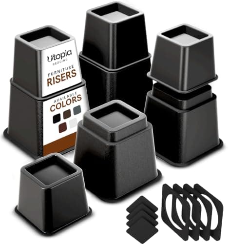 Utopia Bedding Adjustable Bed Risers 3 & 5 Inch, Black, 4-Pack