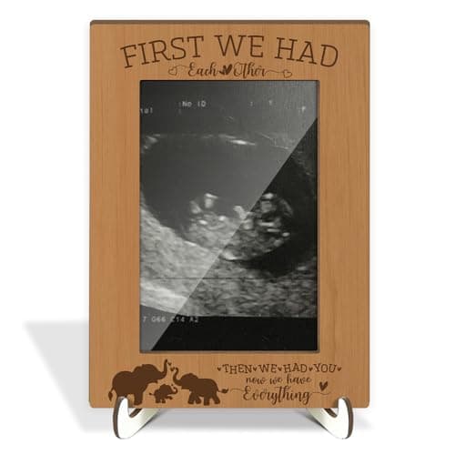 Ultrasound Sonogram Picture Frame Family Photo Frames for Coupe, Wood Picture Frame Gifts for New Mom Dad Parent-to-be Tabletop Display 4X6 Photo Home Desk Pregnancy Announcement Party Decors -036