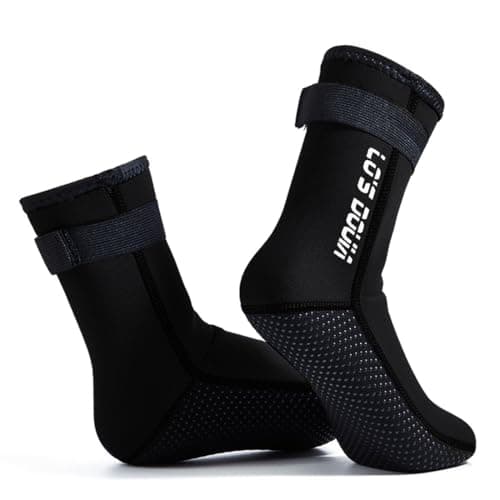 Lo's Douia Neoprene Socks 3mm Diving Socks Wetsuit Socks Thermal Anti-Slip Water Booties for Water Sports (Black, S)