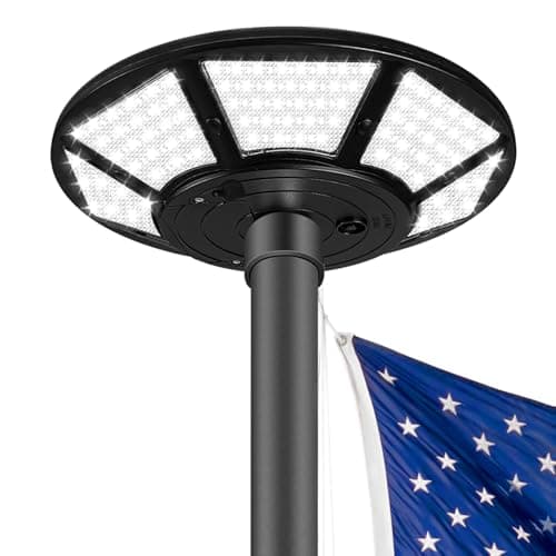 RAYSLIT Solar Flag Pole Light – Solar + DC Backup, 440 LEDs, Waterproof High‑Output, Auto On/Off, Easy Mount for 15‑25 ft Poles