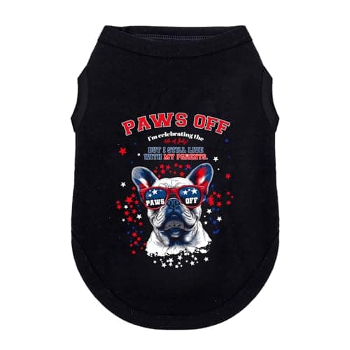 Wollmix 4th of July Dog Outfit Shirt Clothes for Small Medium Large Dog Pet Patriotic Independence Day Red White and Blue Fourth of July Girl Female Puppy Holiday T-Shirts with Funny Pattern Head S