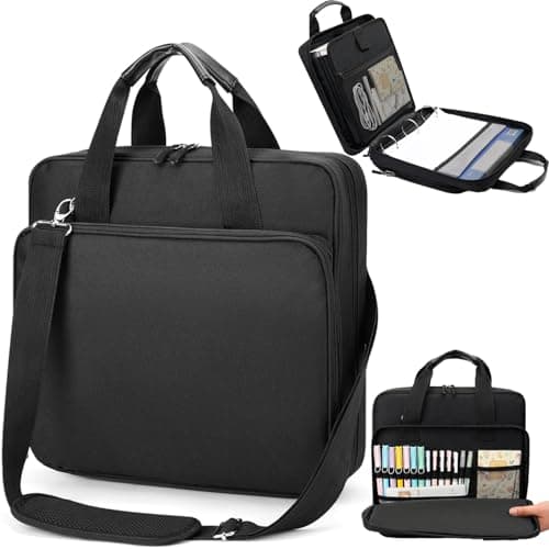 2 Inch 3 Ring Zipper Binder, Trapper Keeper Binder with Shoulder Strap - 500 Sheet Capacity & Multi-Pockets (Black)