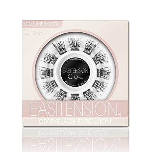 DIY Eyelash Extension, 3D Effect Glue Bonded Individual Lash 12 Clusters Volume Lashes Set, Home Eyelash Extension, C curl Lashes Pack (10MM)