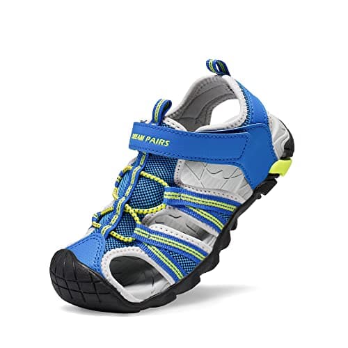 DREAM PAIRS Boys Girls Outdoor Summer Sport Athletic Sandals for Toddler/Little/Big Kid,Size 7 Toddler,Royal/Neon/Green/Light/Grey,170813-K
