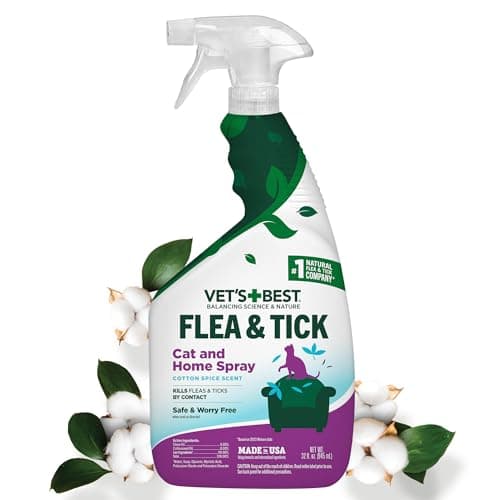 Vet's Best Flea & Tick Indoor Home Spray for Cats, Cotton Spice, 32 oz