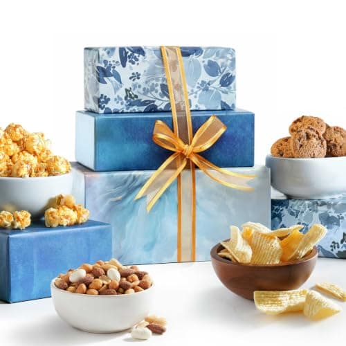Broadway Basketeers Food Gift Basket Tower With Assorted Tasteful Snacks