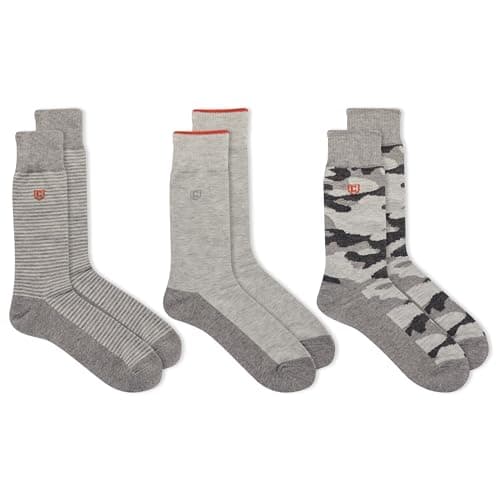 Chaps Men's Camo Crew Socks 3 Pair Pack, Grey Heather, Men's Shoe Size: 6-12