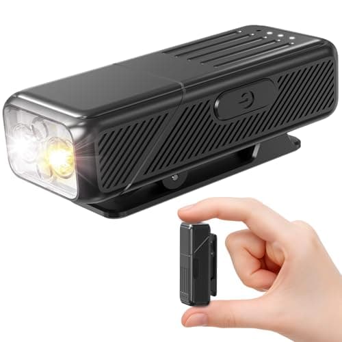 KINGTOP Clip On Flashlight, Mini EDC Flashlight for Night Walking - 90° Rotating Head, Magnetic Base, USB-C Rechargeable Pocket Light with Spotlight, Floodlight, Red SOS & Red/Blue Strobe (Black)