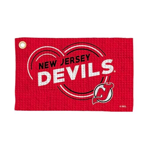 Northwest NHL New Jersey Devils Golf Towel – Official Licensed Microfiber Waffle Fabric, Absorbent 16x25 in Club Cleaning Accessory, Droplets Design