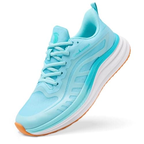 Women's Orthopedic Slip On Tennis Shoes: Comfort Arch Support High Instep Hammer Toes Arthritis Plantar Fasciitis Heel Spur Walking Shoes, Hiking Adventure Trips Fashion Trail Sneakers Mint Size 7.5