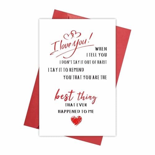 REENYOUNG Romantic Birthday Card for Husband Wife Boyfriend Girlfriend - Heartfelt Message Cards for Him Her - I Love You Card - 1 Card 5.3'' x 8'' with Envelope