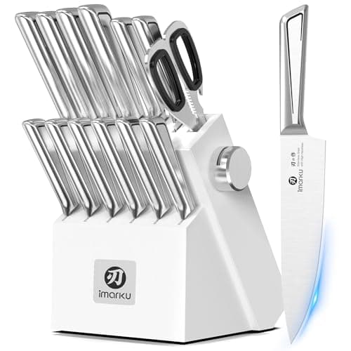 imarku 14Pcs Knife Set, Sleek White Minimalist Kitchen Cutlery Set