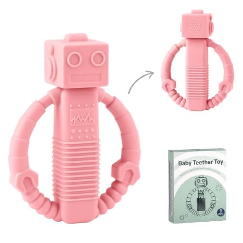 Baby Teether Toys, Silicone Teething Toys with Rattle for 3 Months +, Rattle Toy for Babies Boys & Girls, Relief Teething Pain, Smoothe Babies Gums (Color 2)