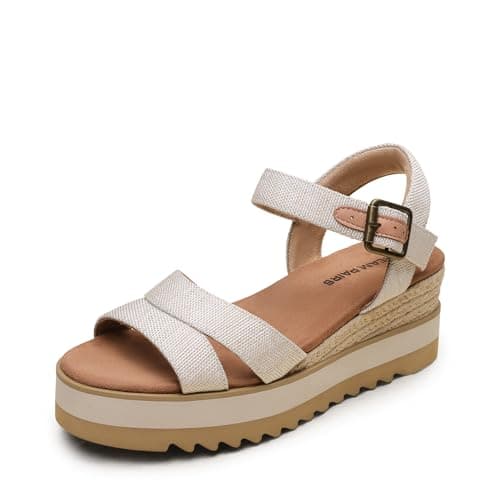 DREAM PAIRS Wedge Sandals for Women Espadrille Platform Sandals Open Toe Ankle Strap Low Wedges Heel Comfortable Sandals for Summer,Size 7,Beige,SDWS26012W