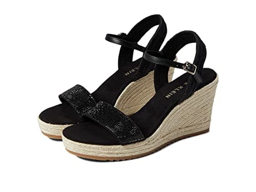 Anne Klein Women’s Wylie Espadrille Wedge Sandal, Black, 11