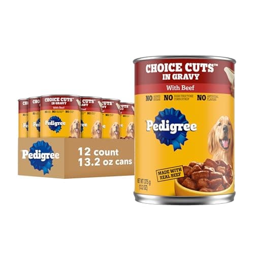 Pedigree Wet Dog Food, Choice Cuts Adult Canned Dog Food with Beef, 13.2 oz. Cans, 12 Count