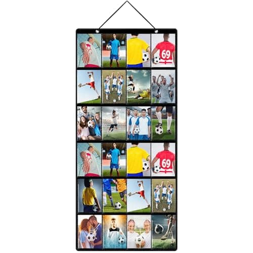 LemonSecret Graded Cards Display Hanging Bag Wall Mounted Sports Card Holder with PVC Protection Clear View for Baseball Football Trading Card Storage(24 Slots 39" X 16.14 ")