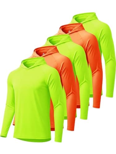 Fishing Shirts for Men Long Sleeve Shirts Sun Hoodies Rash Guard Summer Hooded Shirt UPF 50+ UV Shirt Running Athletic Essential Hoodie 5 Pack